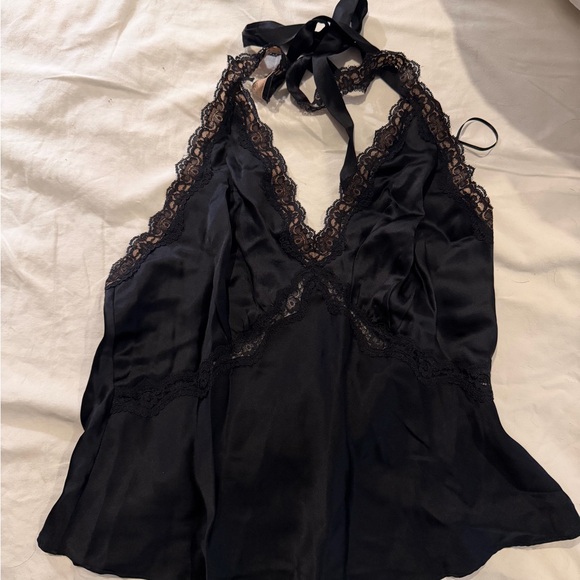 Reformation Monica Silk Top Black - Size M - Picture 4 of 7